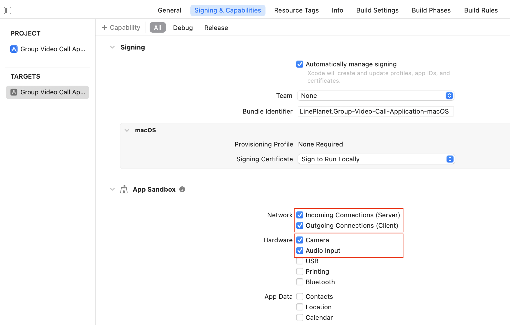 Enable App Sandbox entitlements for macOS app
